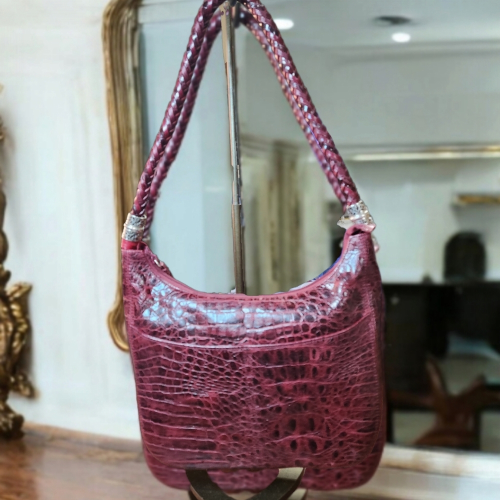 **BRIGHTON BRAVA HOBO RED CROCO PURSE-VALENTINE'S DAY! NWOT - Picture 2 of 11